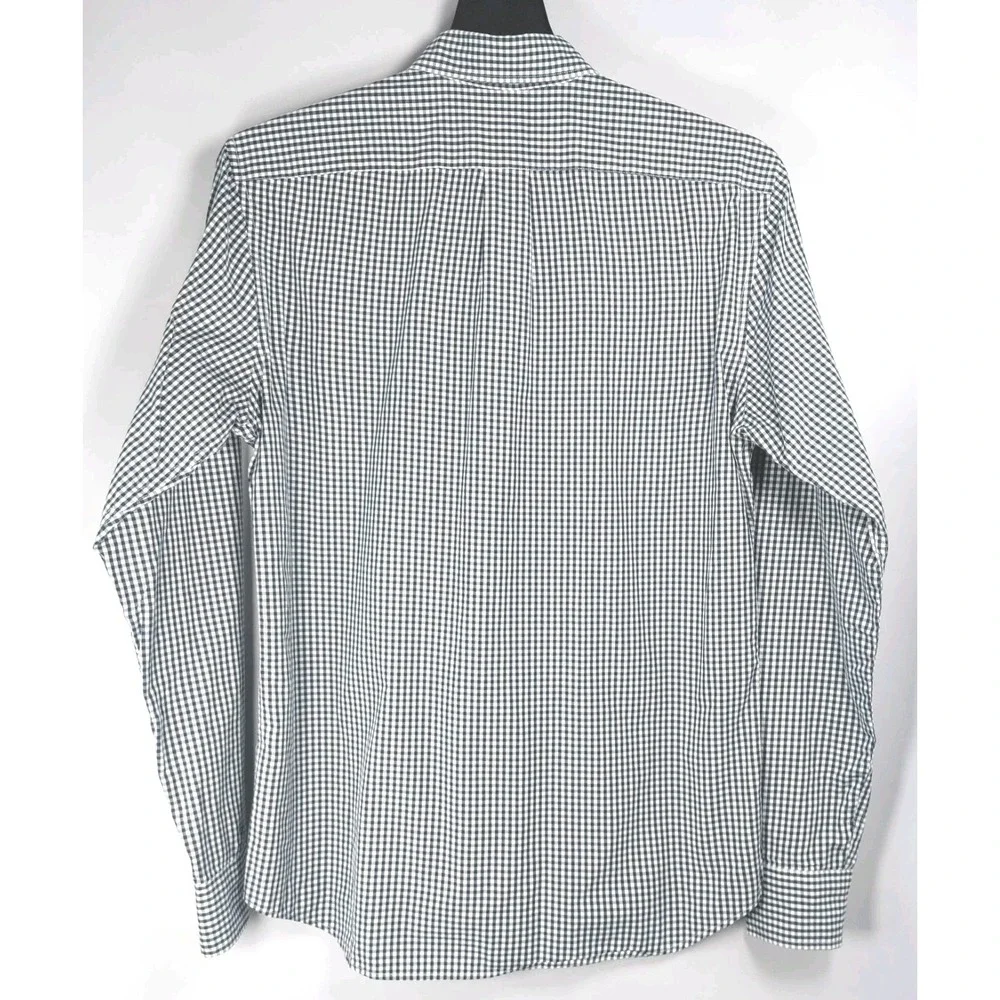 J.Crew Secret Wash Shirt Mens Medium Slim Black Check Organic Cotton Long Sleeve